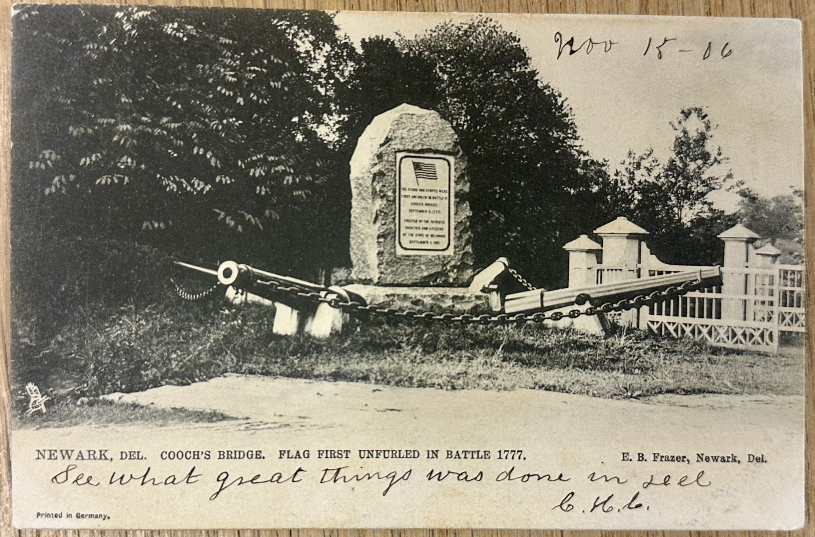 Cooch's Bridge Monument Postcard